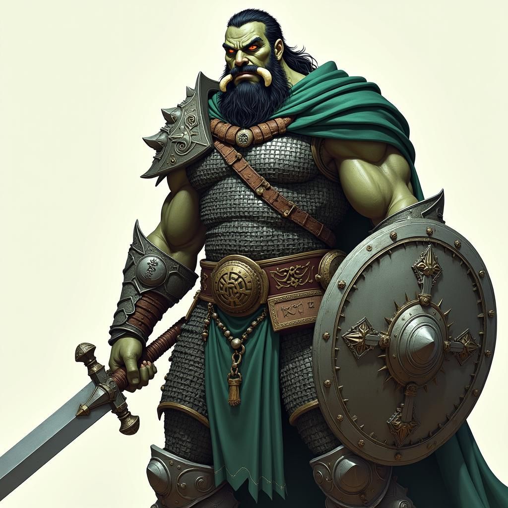 Half-Orc Warrior Gorak Stonefist in Heroic Realism