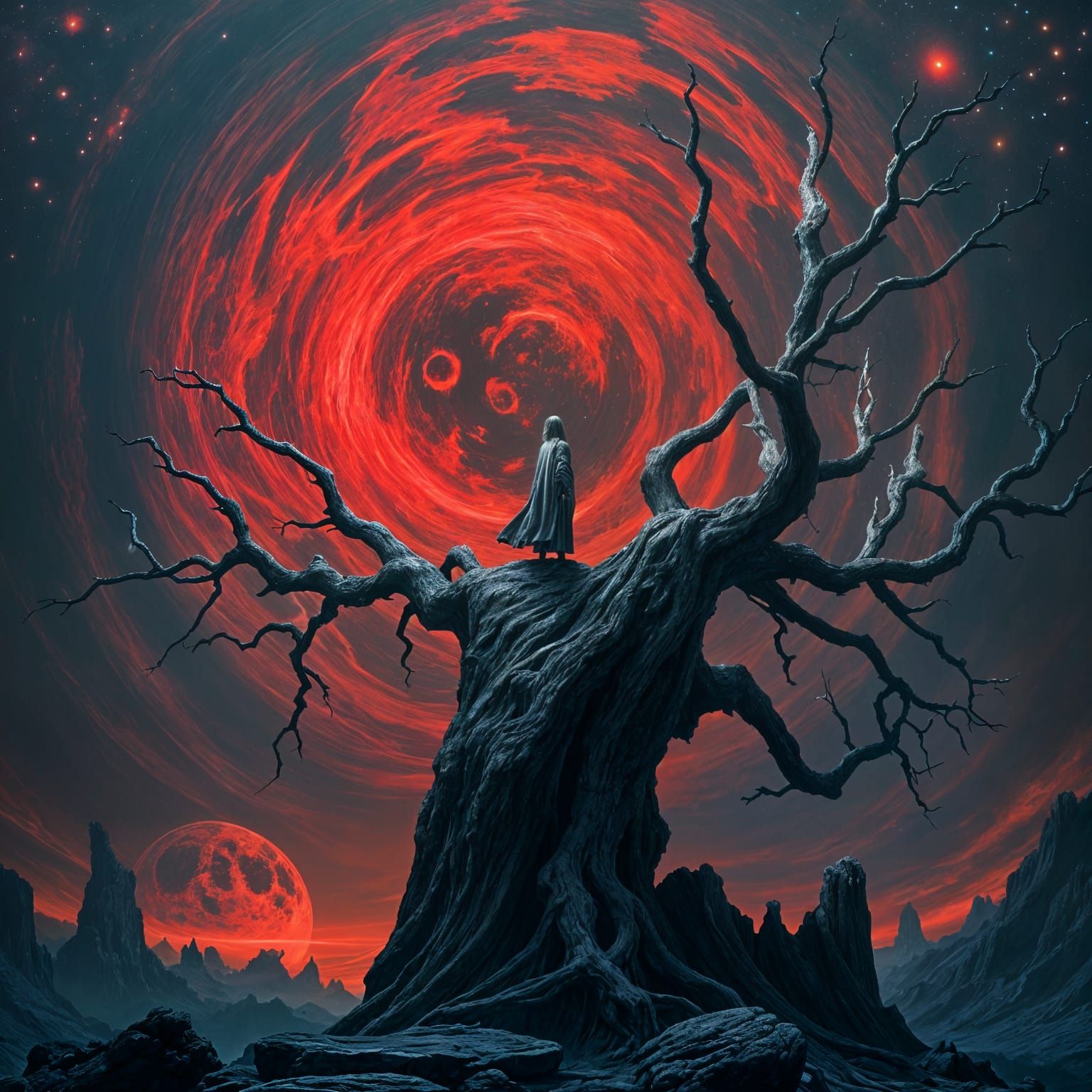 Nebula Gazer on Alien World as Digital Matte Painting