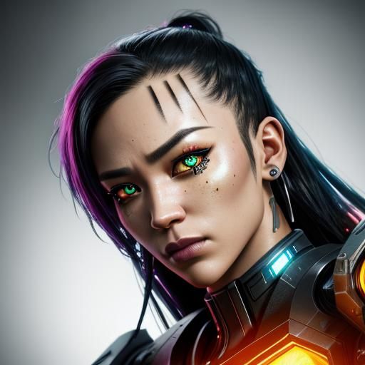 Hyperrealistic Cyborg Bartender in Splash Art Style