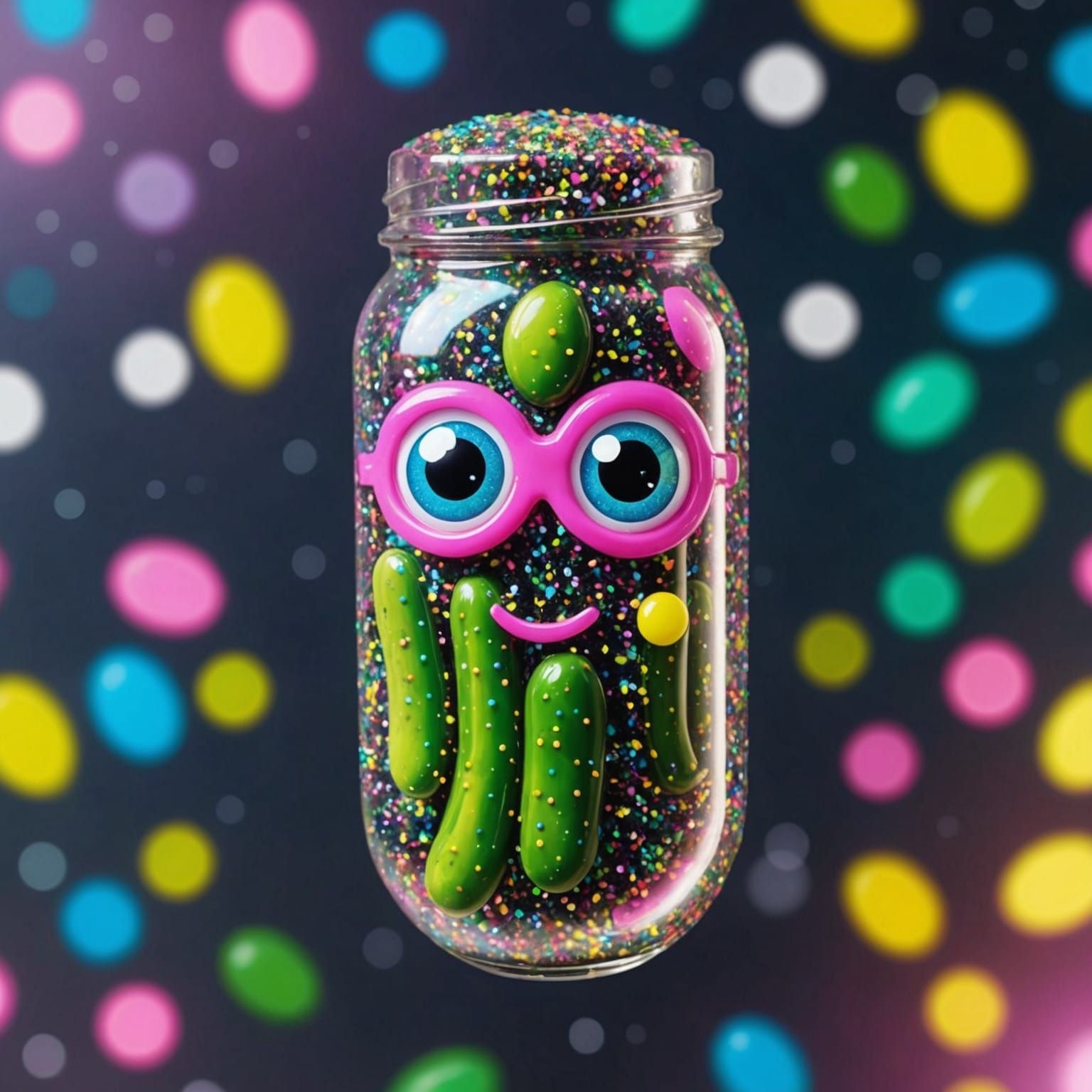 Neon Pickle Character in Charcoal Style