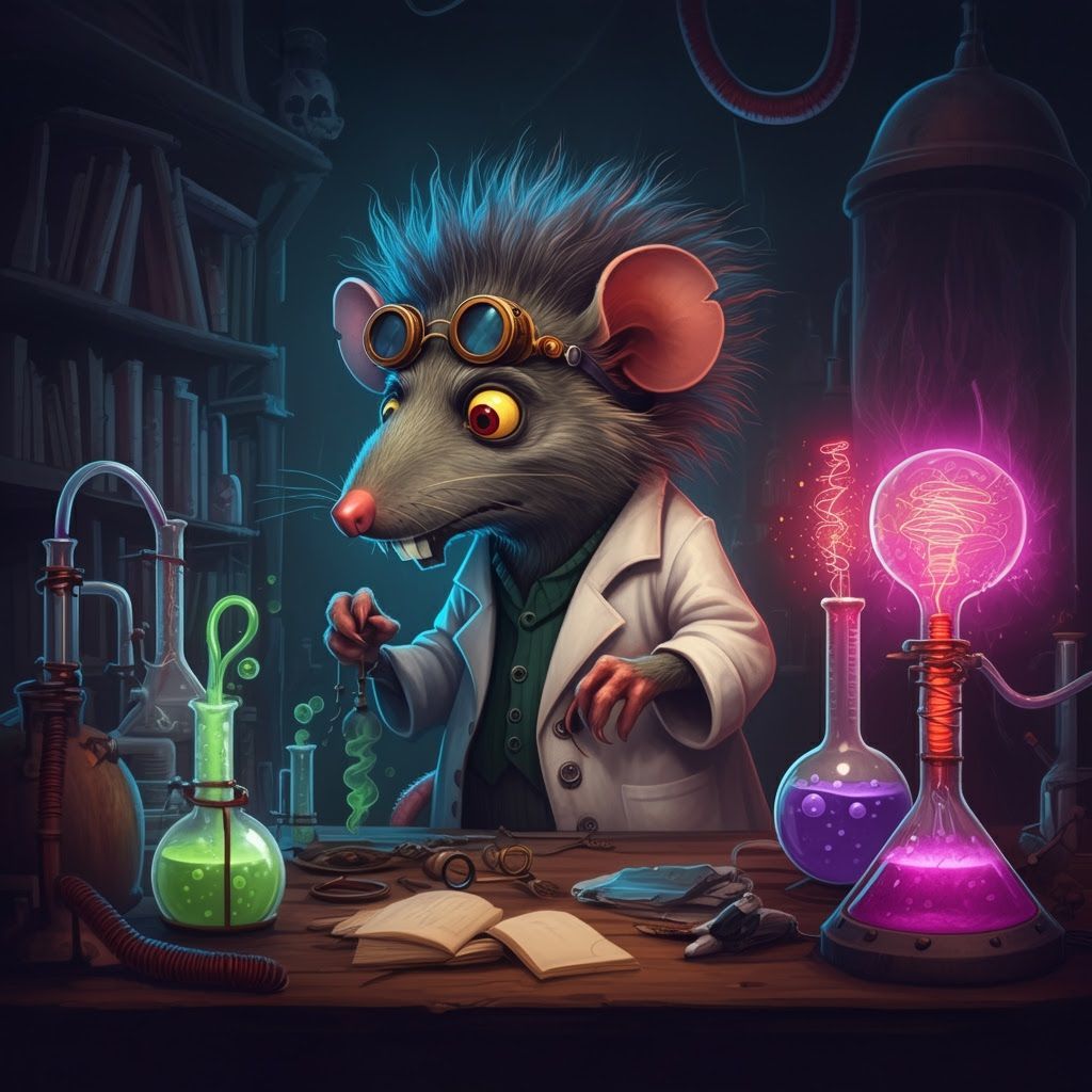 Ratfink Monster Mad Scientist in Horror Cartoon Style