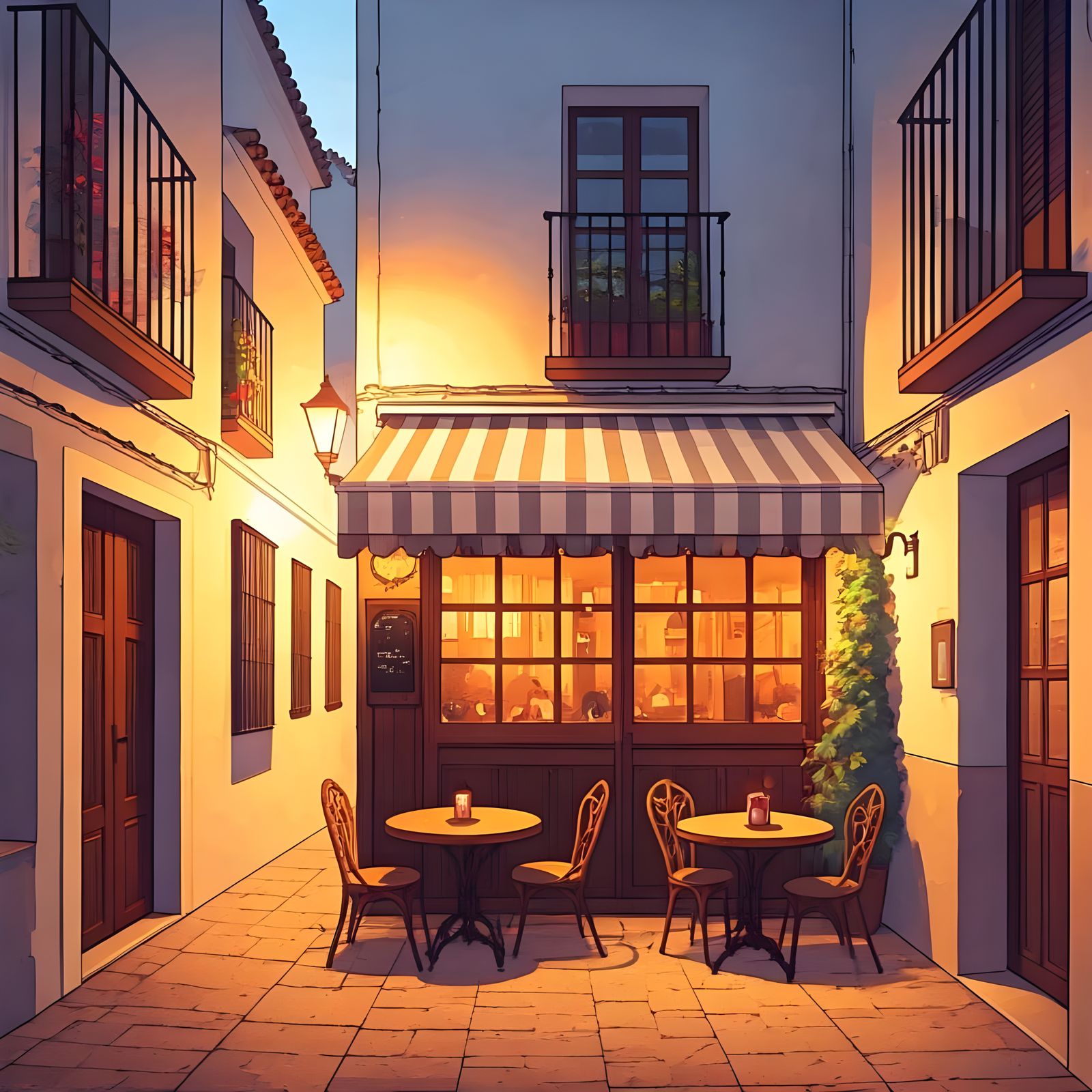 Surreal Sunset Café in Andalusian Style