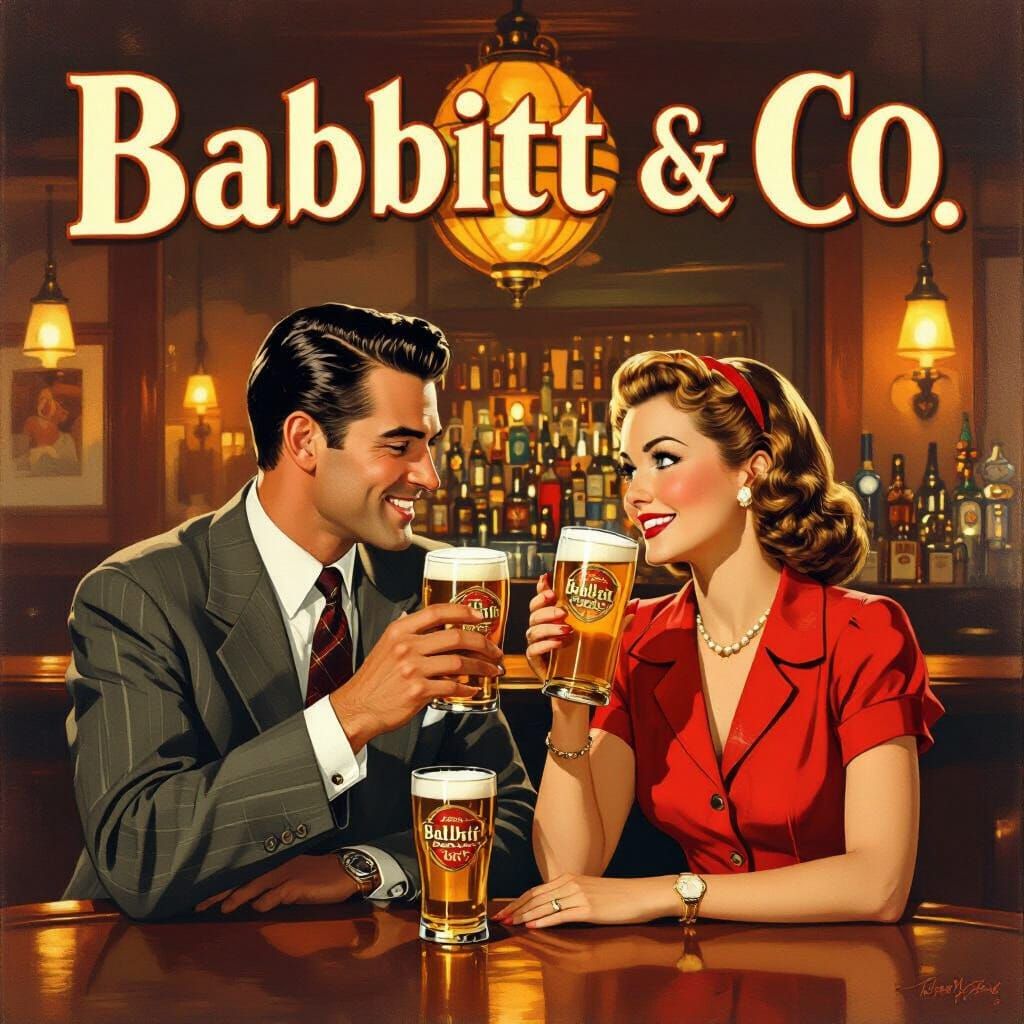 1950s Style Beer Ad with Couple at Bar
