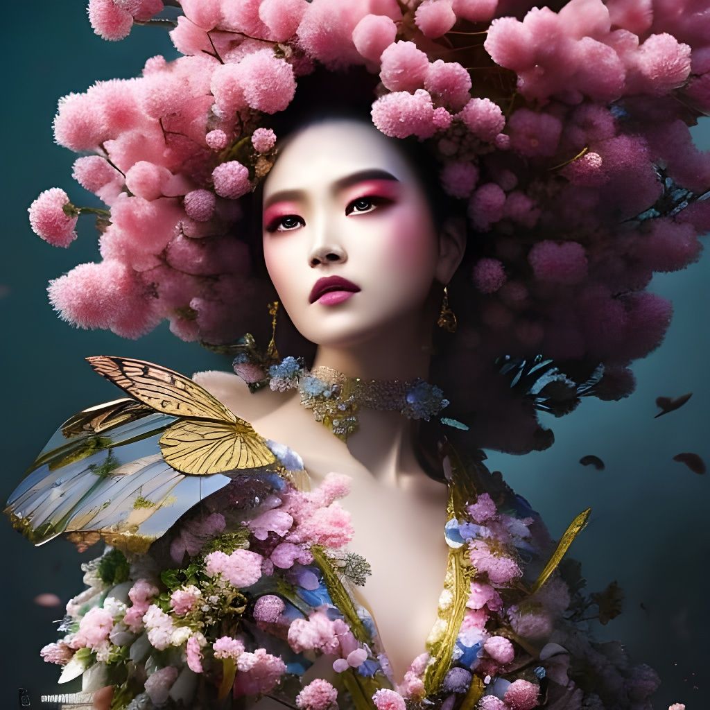 Cherry Blossom Beauty: Hyperdetailed Fantasy Art Portrait