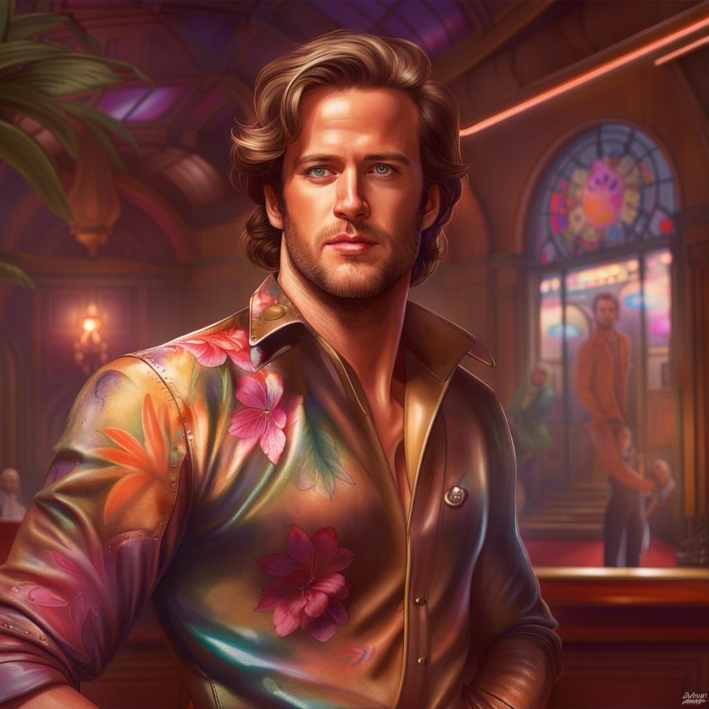 70s Roller Disco Portrait in Hyperdetailed Digital Art