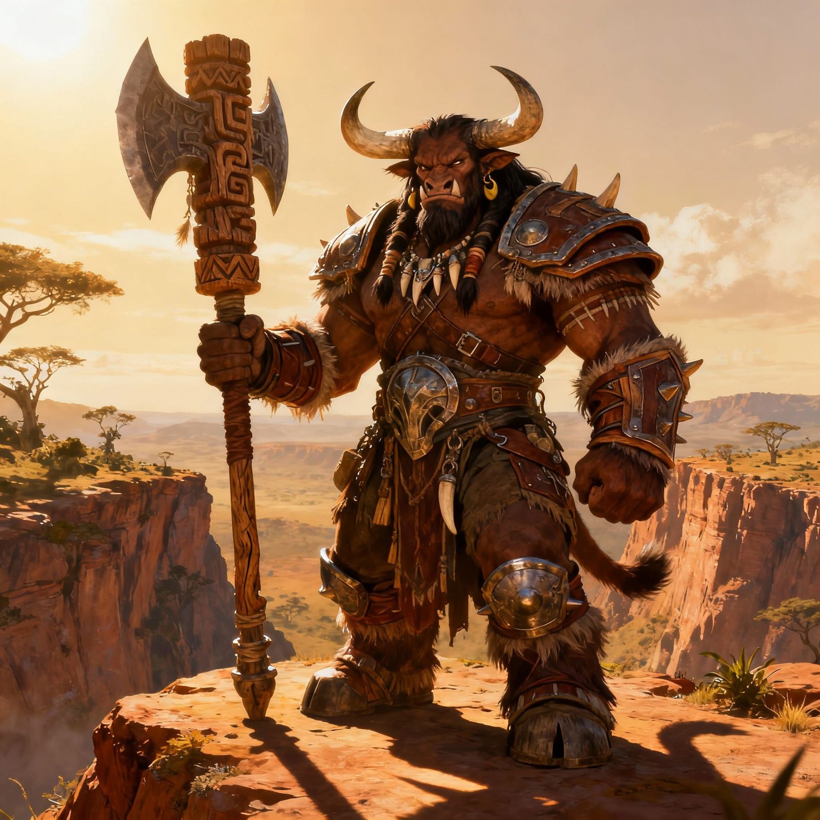 Baine Bloodhoof, Tauren Chieftain, in WoW Art Style