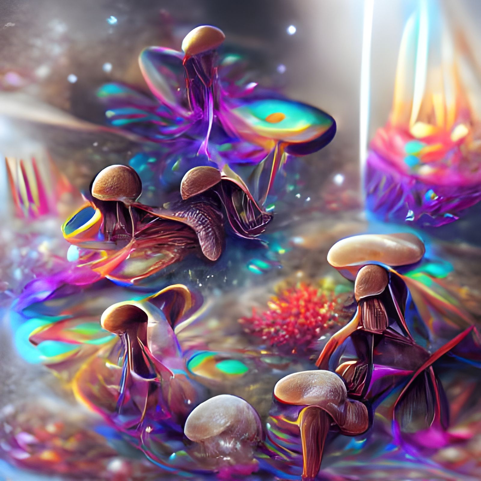 Psychedelic Magic Mushrooms Astral Illustration
