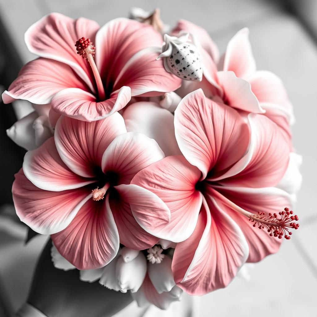 Monochromatic Bouquet of Seashells and Hibiscus