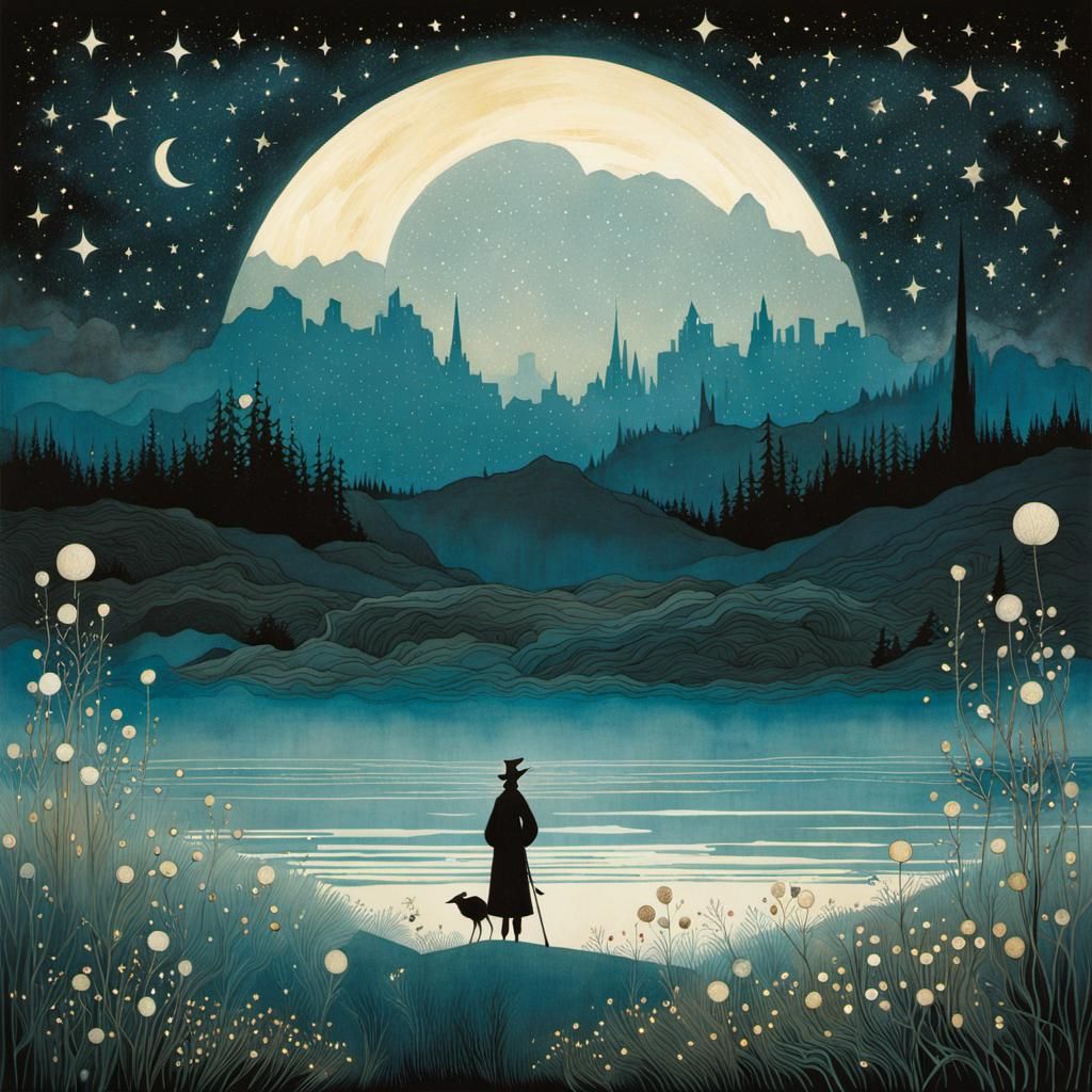 Endless Starry Sky in Art Nouveau Style