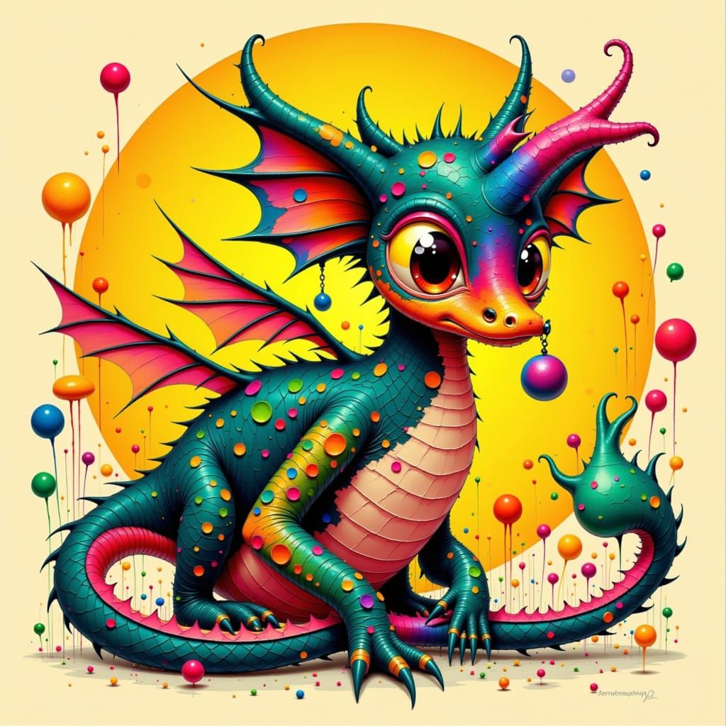 Ackee-Dragon Hybrid in Whimsical Style