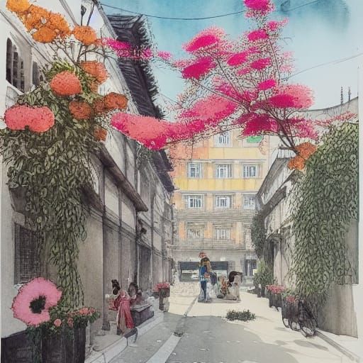 Sino-Portuguese Architecture in Watercolour Painting