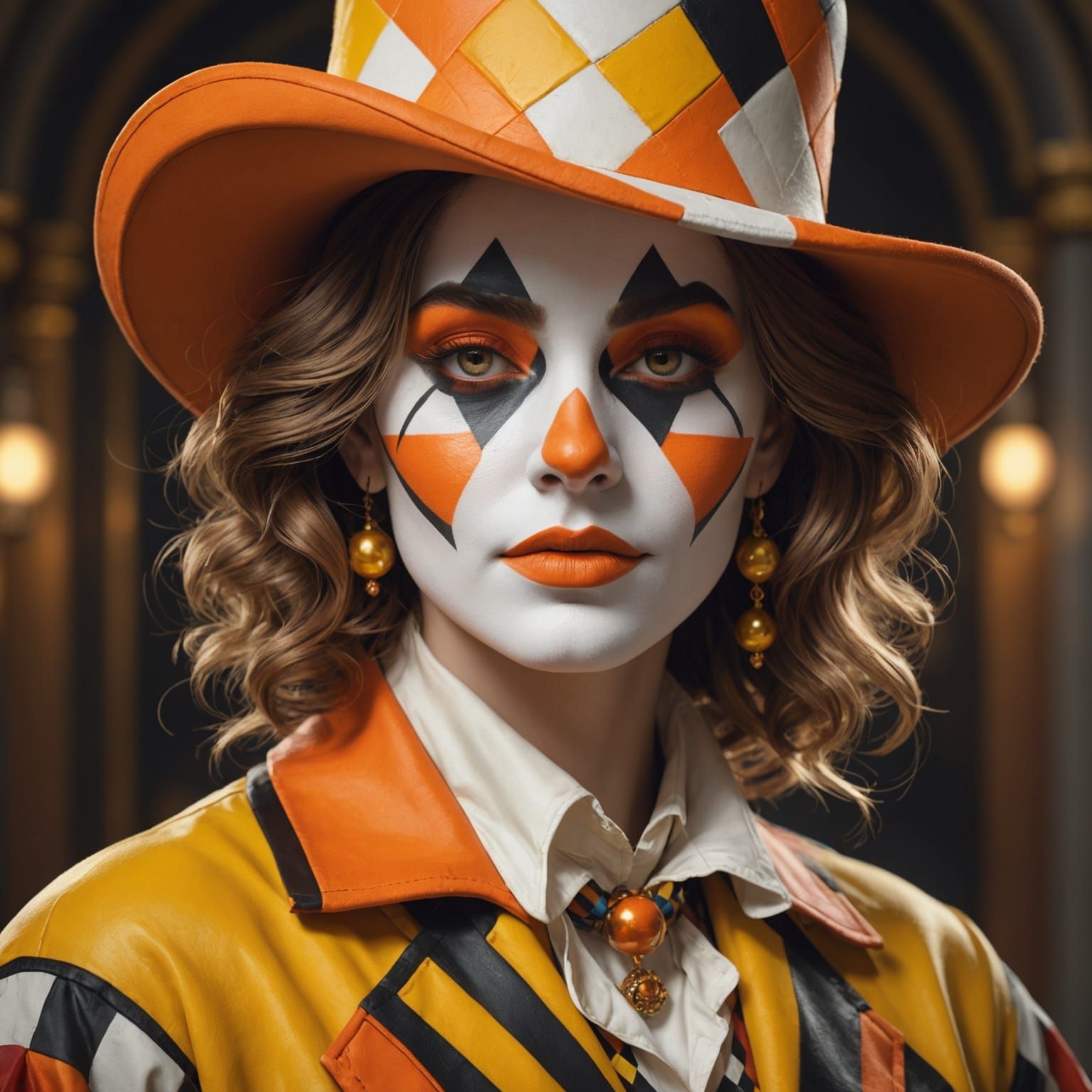 Harlequin Portrait with Spandex Jumper in Digital Art Style
