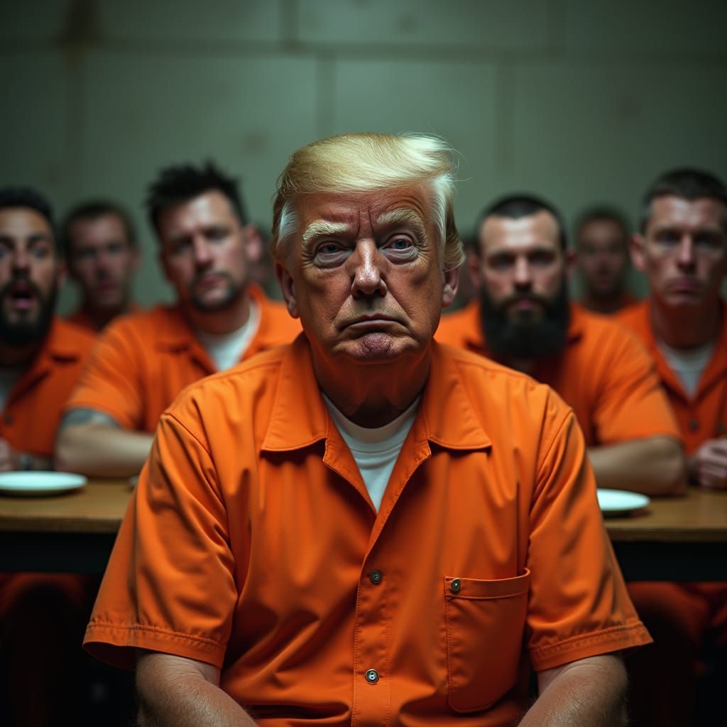 US President Trump in Discomfort, Surrounded by Prisoners in...