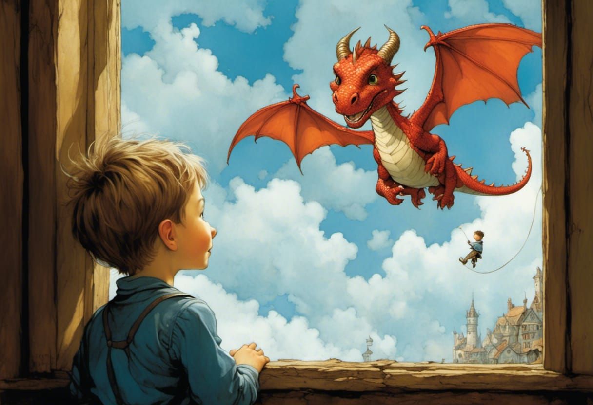 Boy and Dragon: A Whimsical Encounter