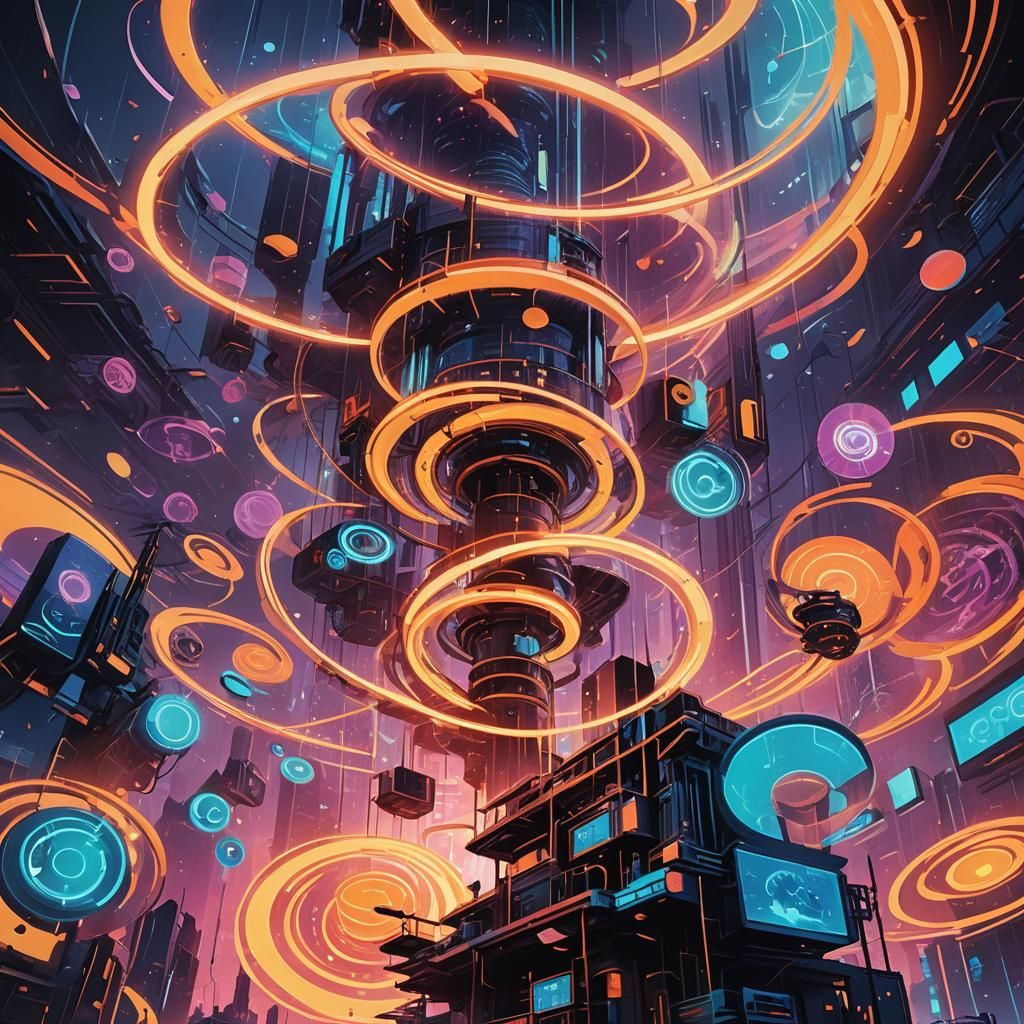 Fantasy Concept Art: WHMIS Symbols in Neon Vortex