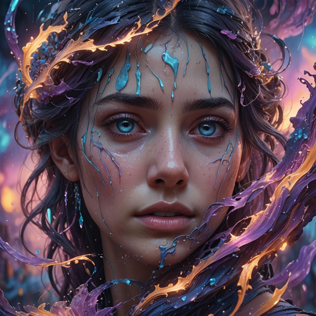 Ethereal Tears: A Fantasy Art Nouveau Portrait
