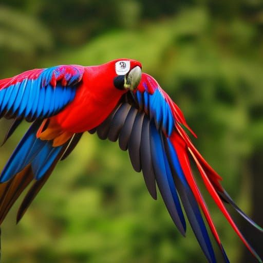 Scarlet Macaw in Flight: Digital Matte Painting