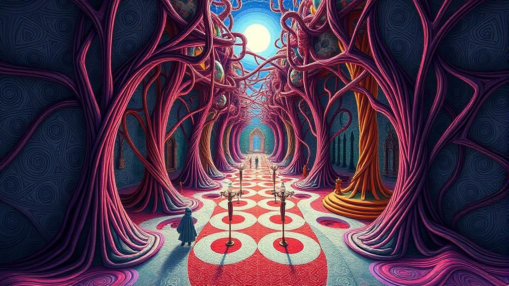 Fantasy Surrealism: Abstract Fractal Design in Vibrant Color...