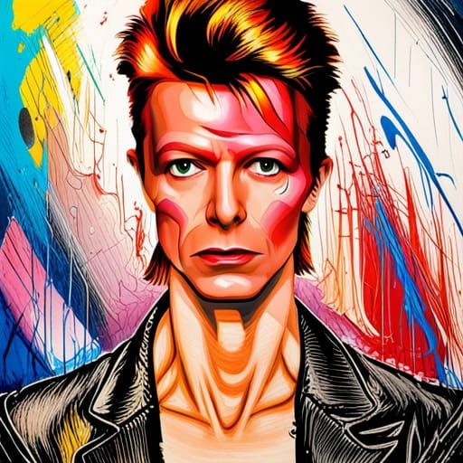 David Bowie as Archangel Michael in Graffiti Art