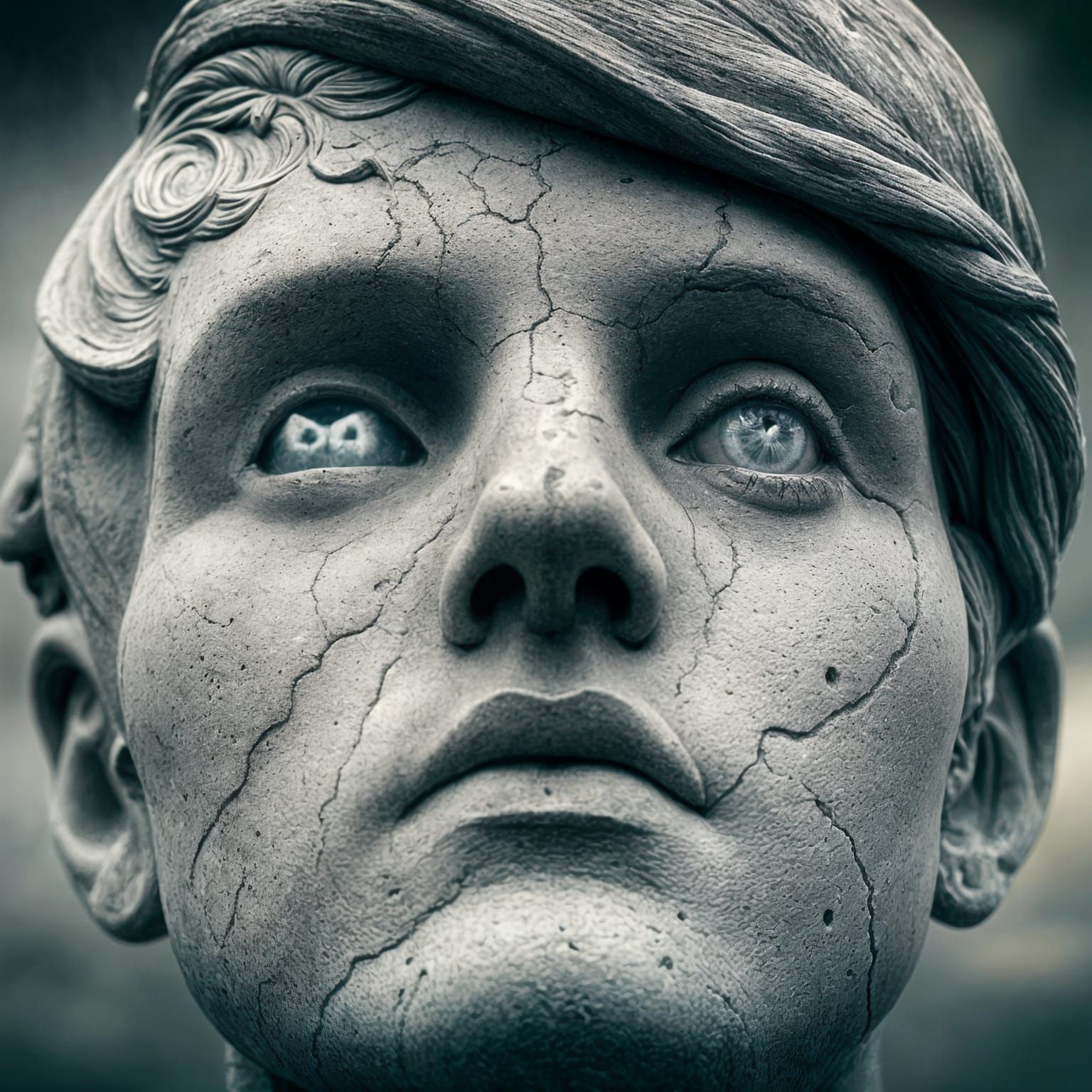 Stone Statue Symbolizing Youth, Aging, and Mortality