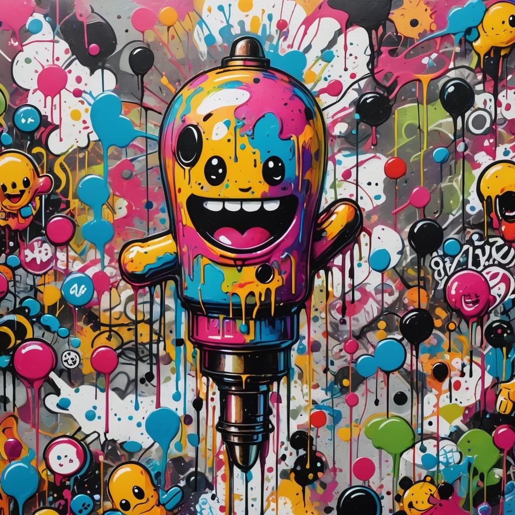 Polychromatic Graffiti Art of a Happy Vibrator