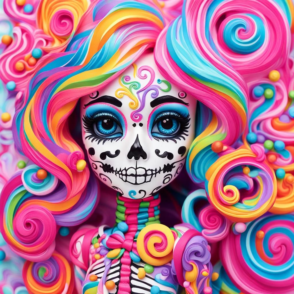 Lisa Frank Style Barbie Skeleton Doll in 3D