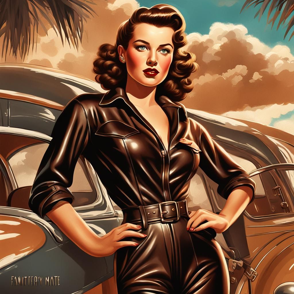 1940s Pinup Illustration of a Curvy Woman