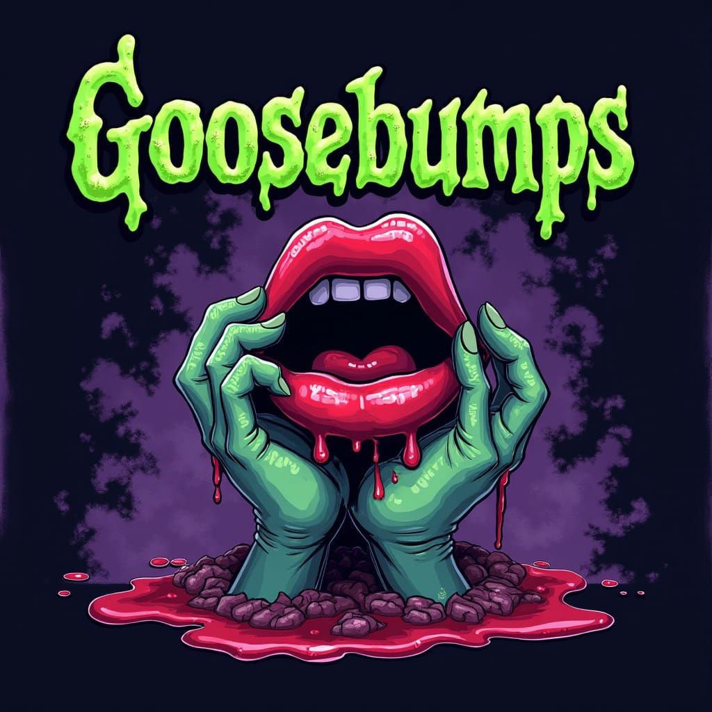 90s Retro Horror Logo with Cartoon Hand