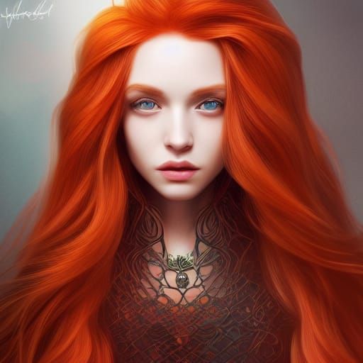 Redhead Witch Portrait as Digital Art
