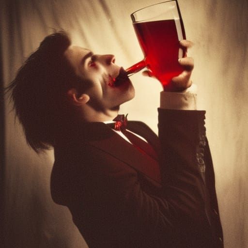 Vampire Drinking Blood in Gothic Style