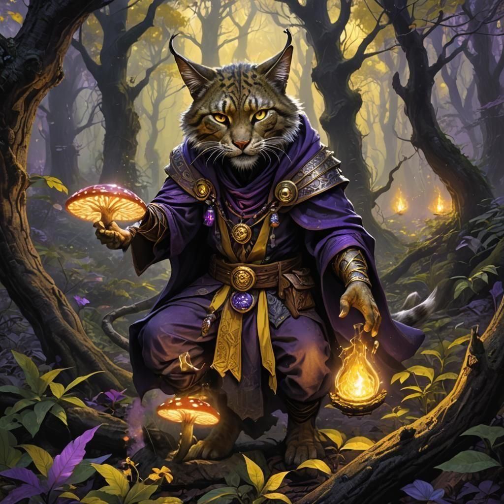 Tabaxi Sorcerer in Dark Fantasy Style