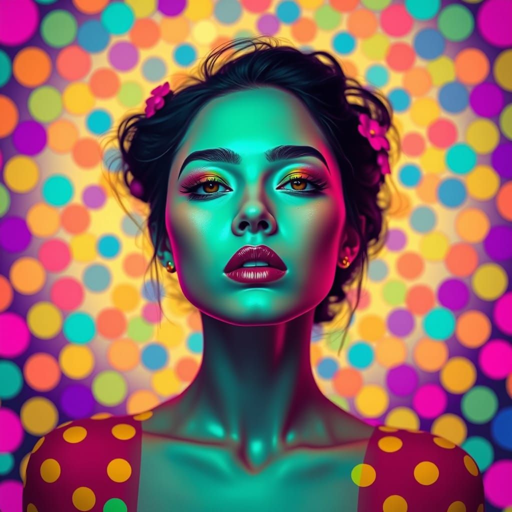 Psychedelic Polka Dot Dreamscape in Surrealist Style