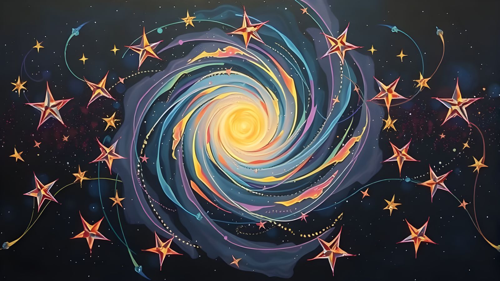 Cosmic Vortex in Vibrant Oil Painting