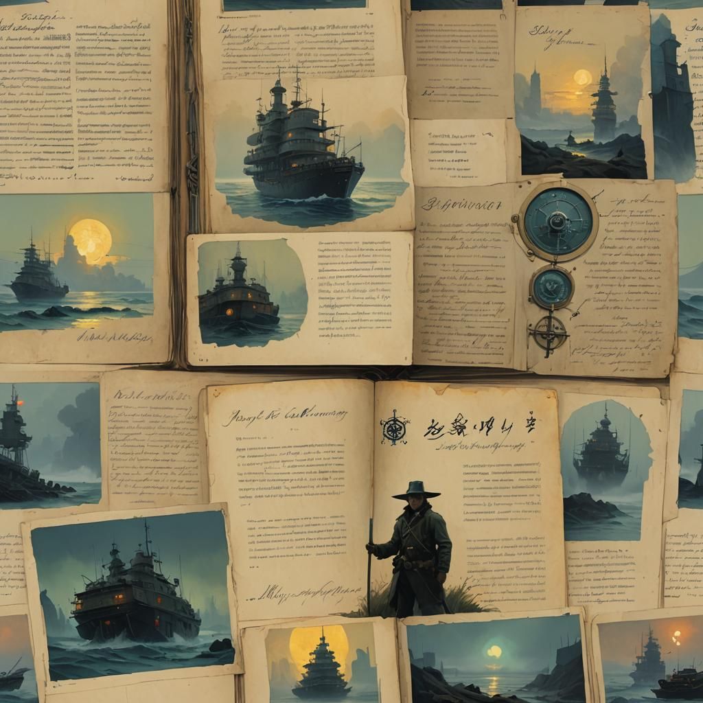 Mystical Calligraphy on Ancient Parchment in Art Nouveau Sty...