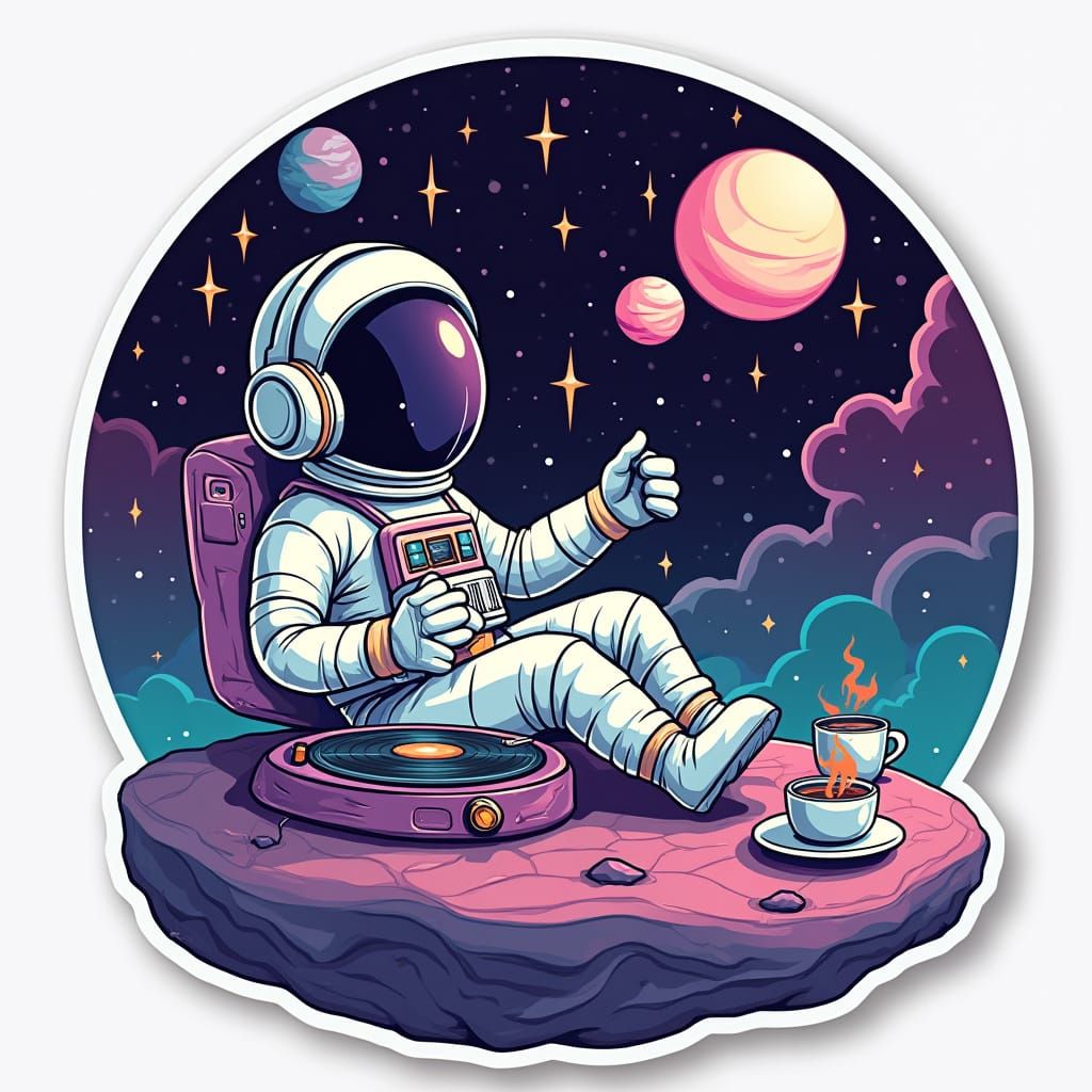 Chill Astronaut in Dreamy Galaxy with Lo-Fi Beats