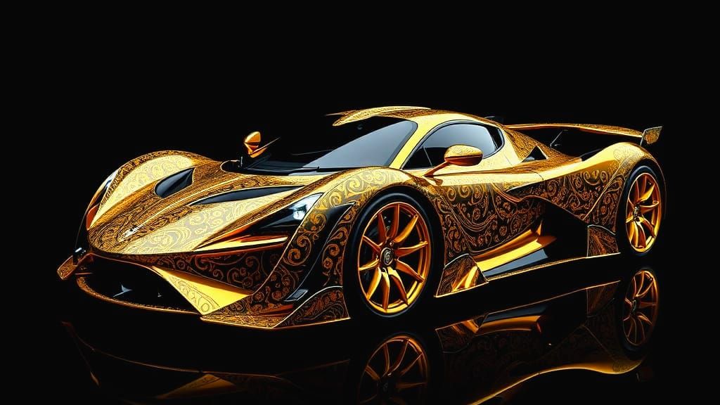 Futuristic Supercar in Art Deco Art Nouveau Style