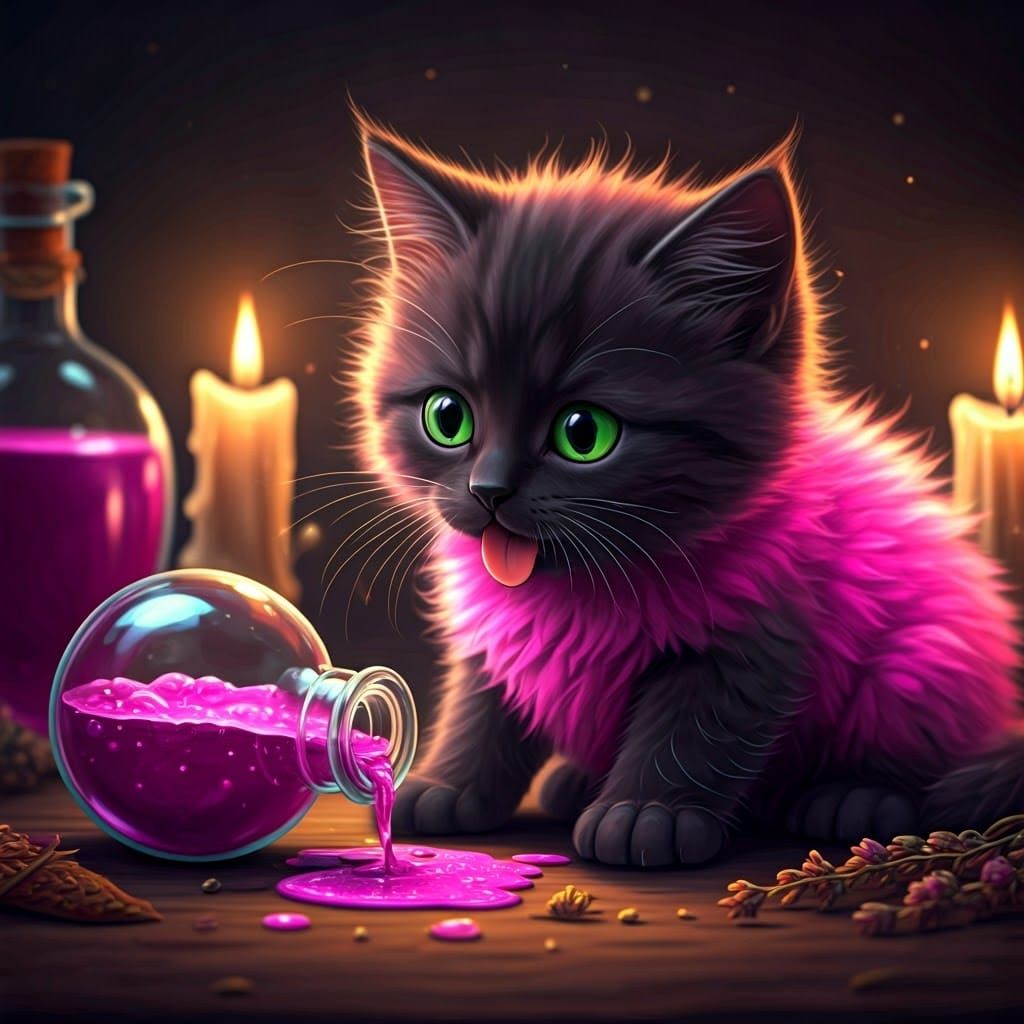 Magical Kitten's Pink Transformation in Witch's Kitchen