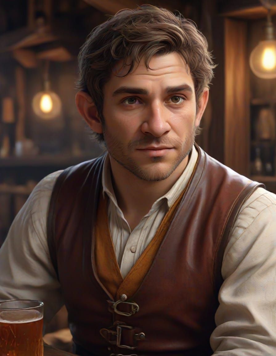 Halfling Tavern Owner: Hyper-Realistic Fantasy Art
