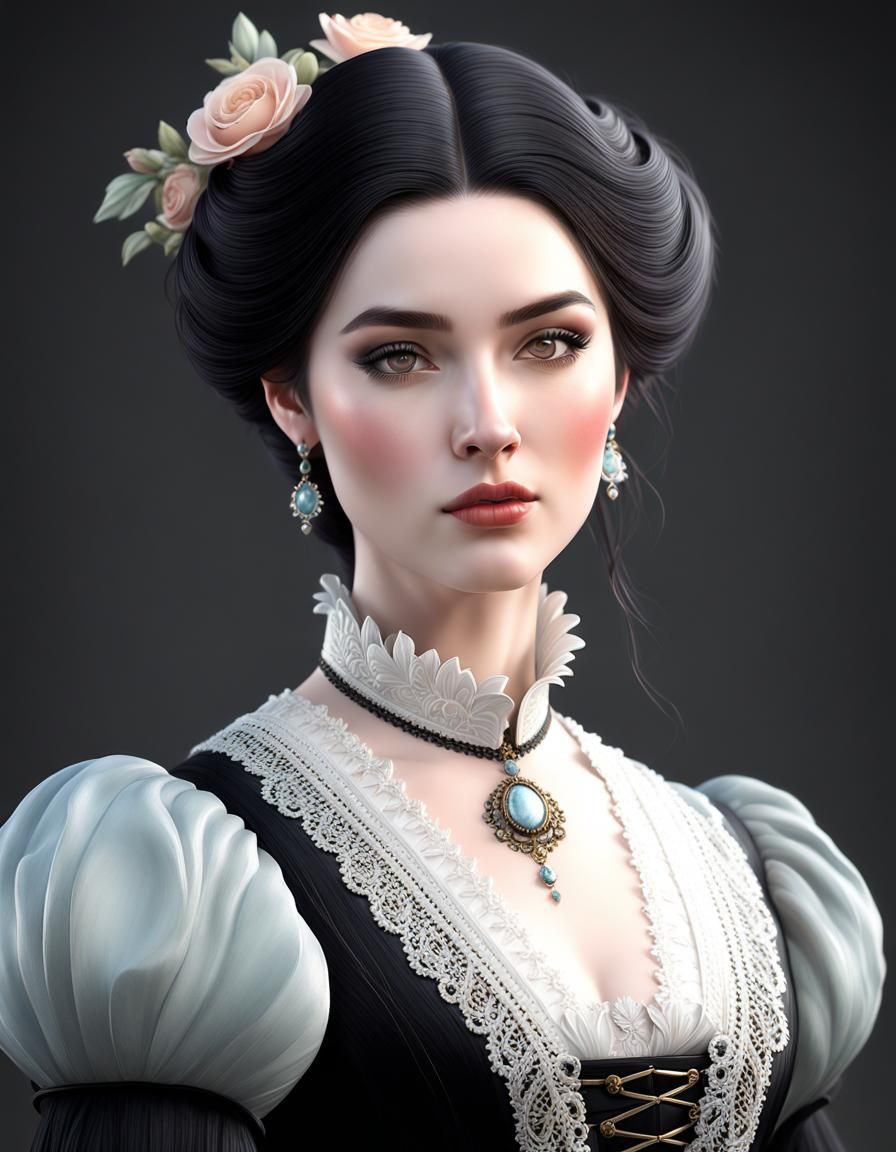 Victorian Portrait of an English Woman in Watercolor