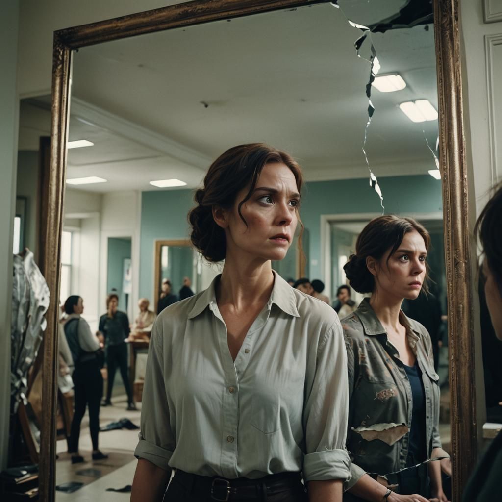 Woman and Broken Mirror: False Pride Theme