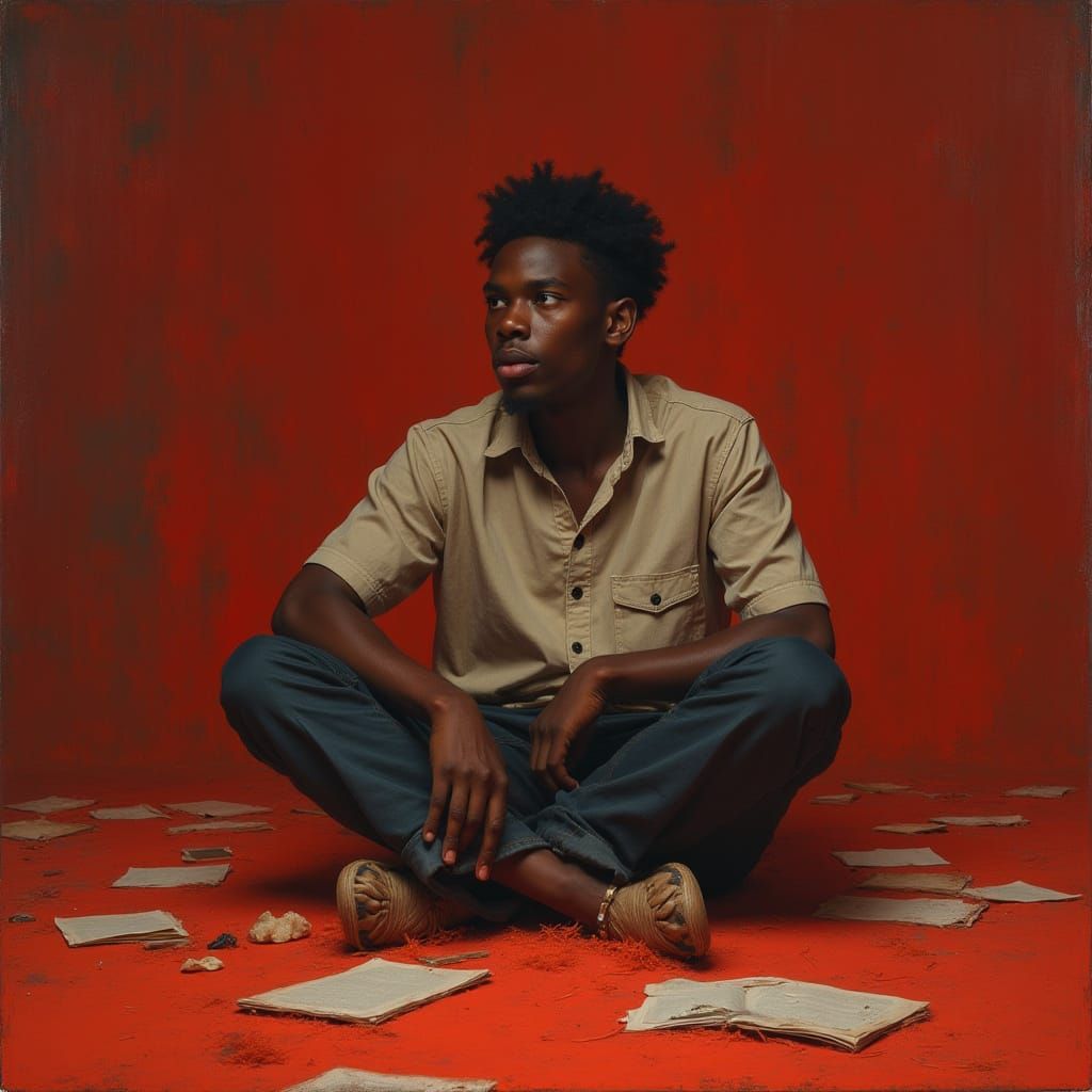 Afroamerican Youth Lost in Thought