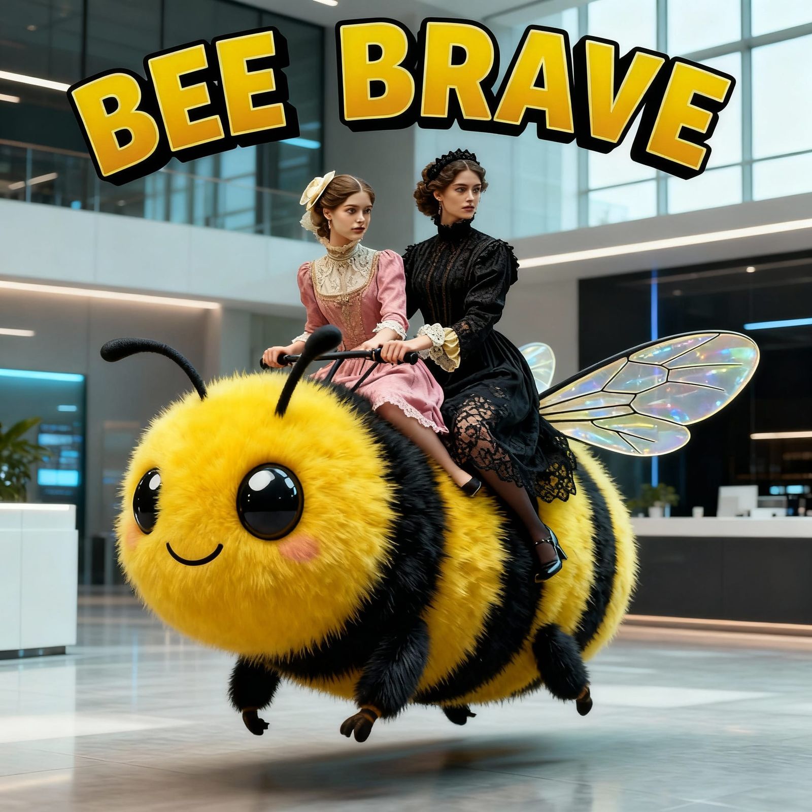 Brave Explorers Ride Fluffy Bumblebee