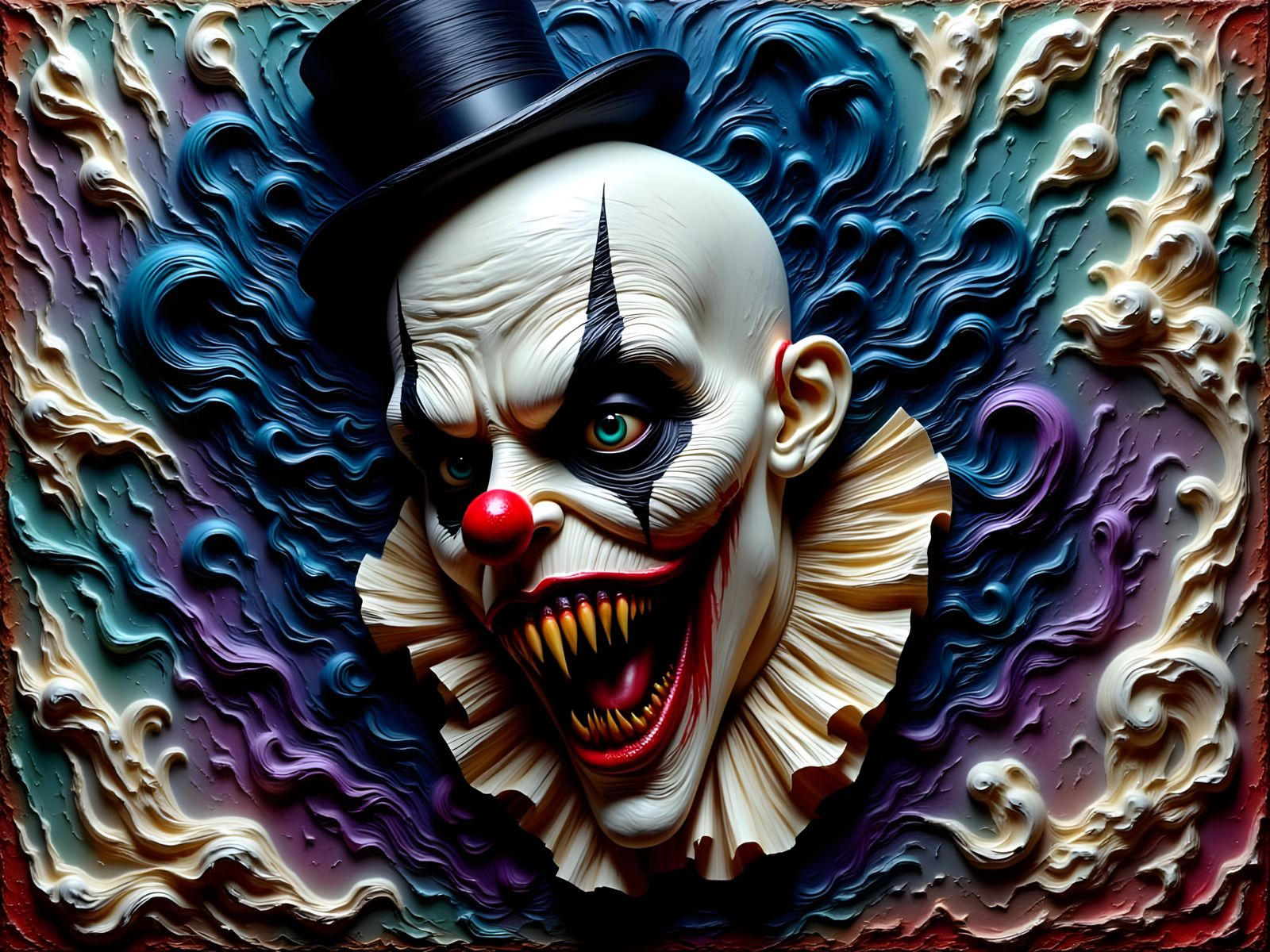Hideous Art the Clown with Razor Teeth and Blood Splatters
