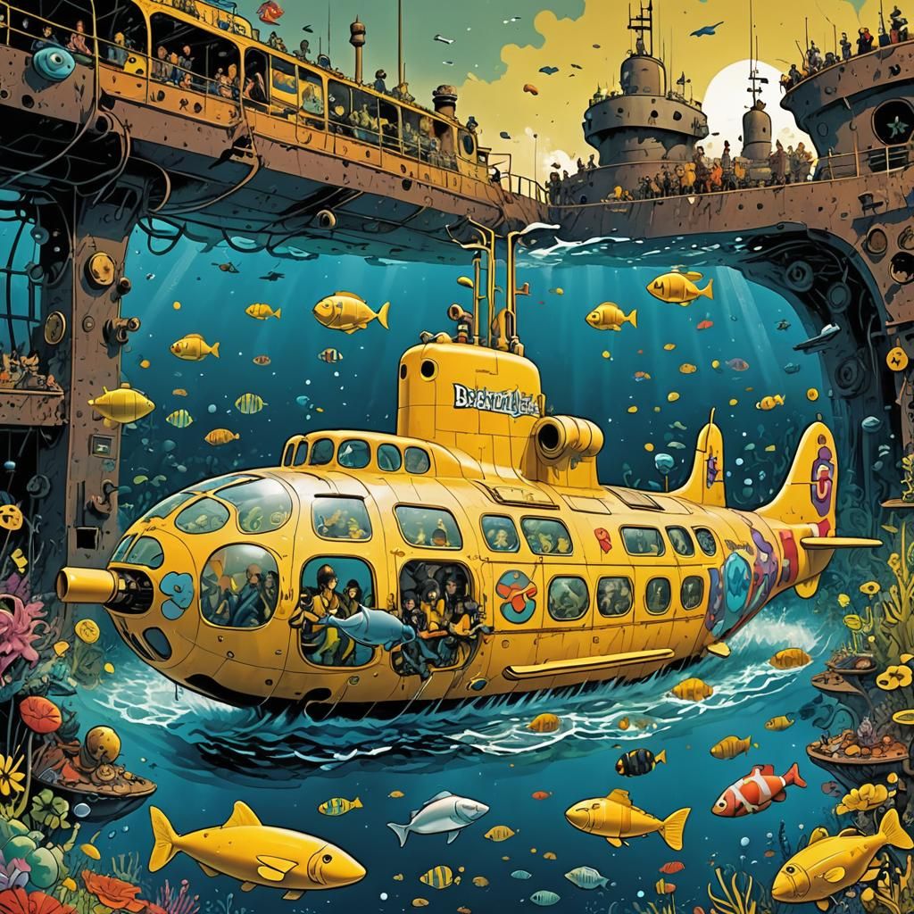 Beatles: We all live in a yellow submarine....