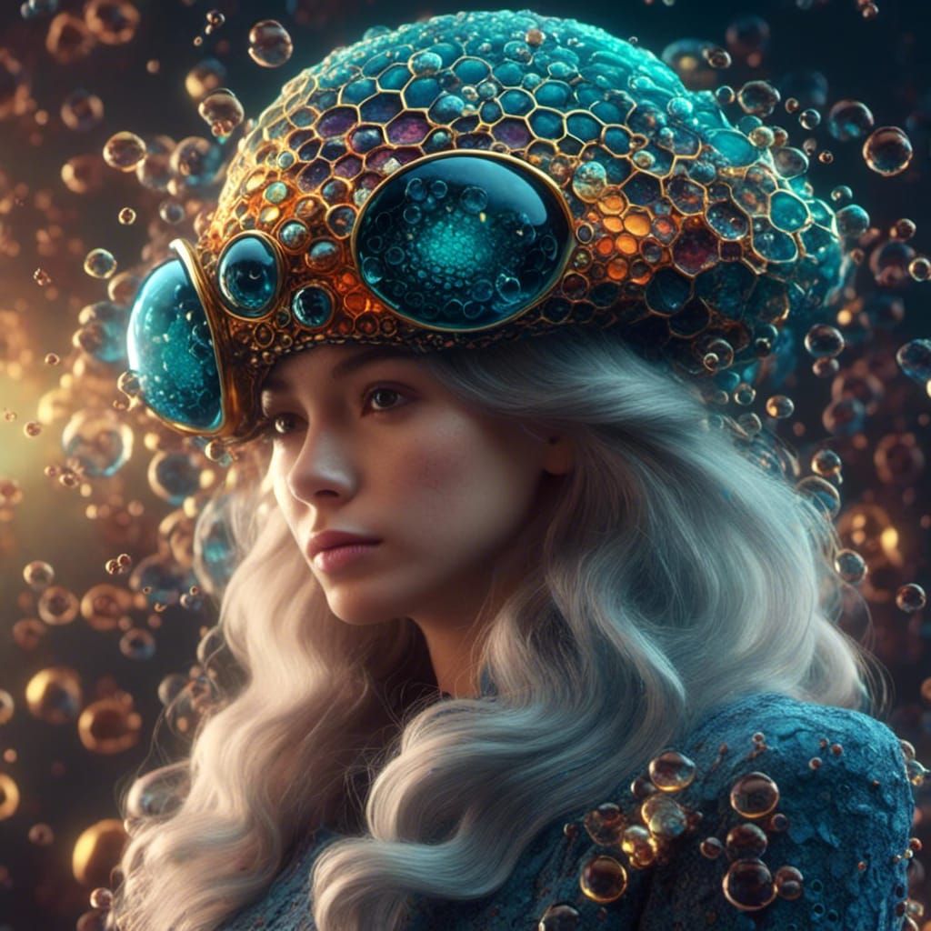 Fashionable Lady with Galactic Style Vibrant Hat