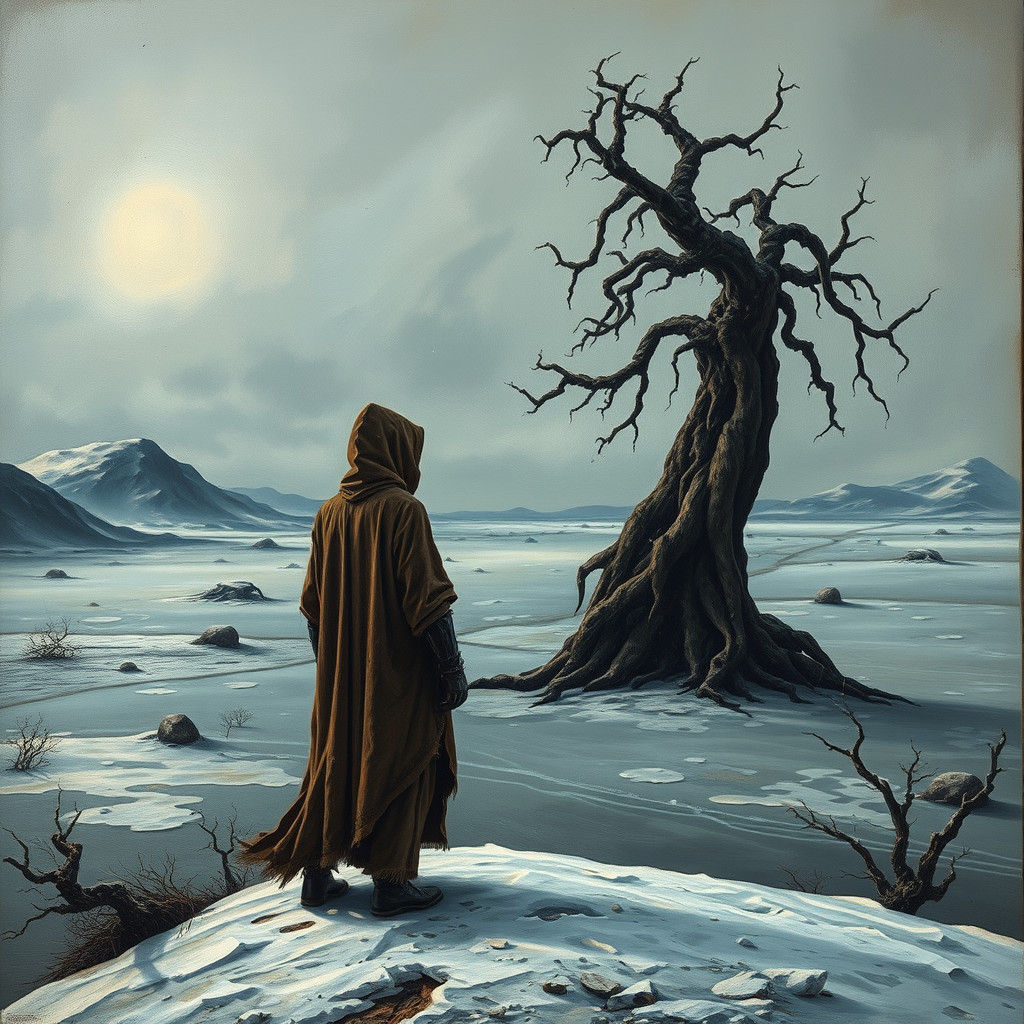 Eerie Winter Landscape in Salvador Dali Style