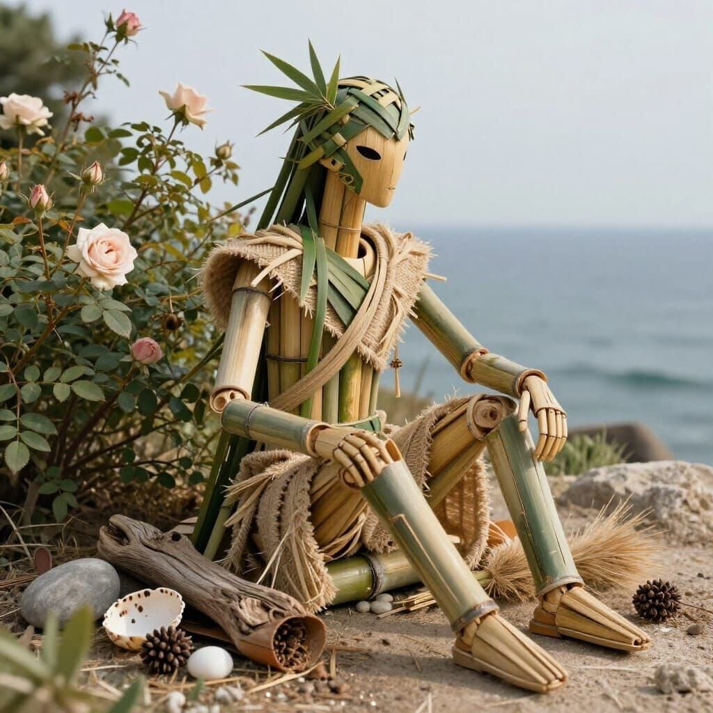 Abstract Expressionist Ant Explores Vast Desert in Oil Paint...