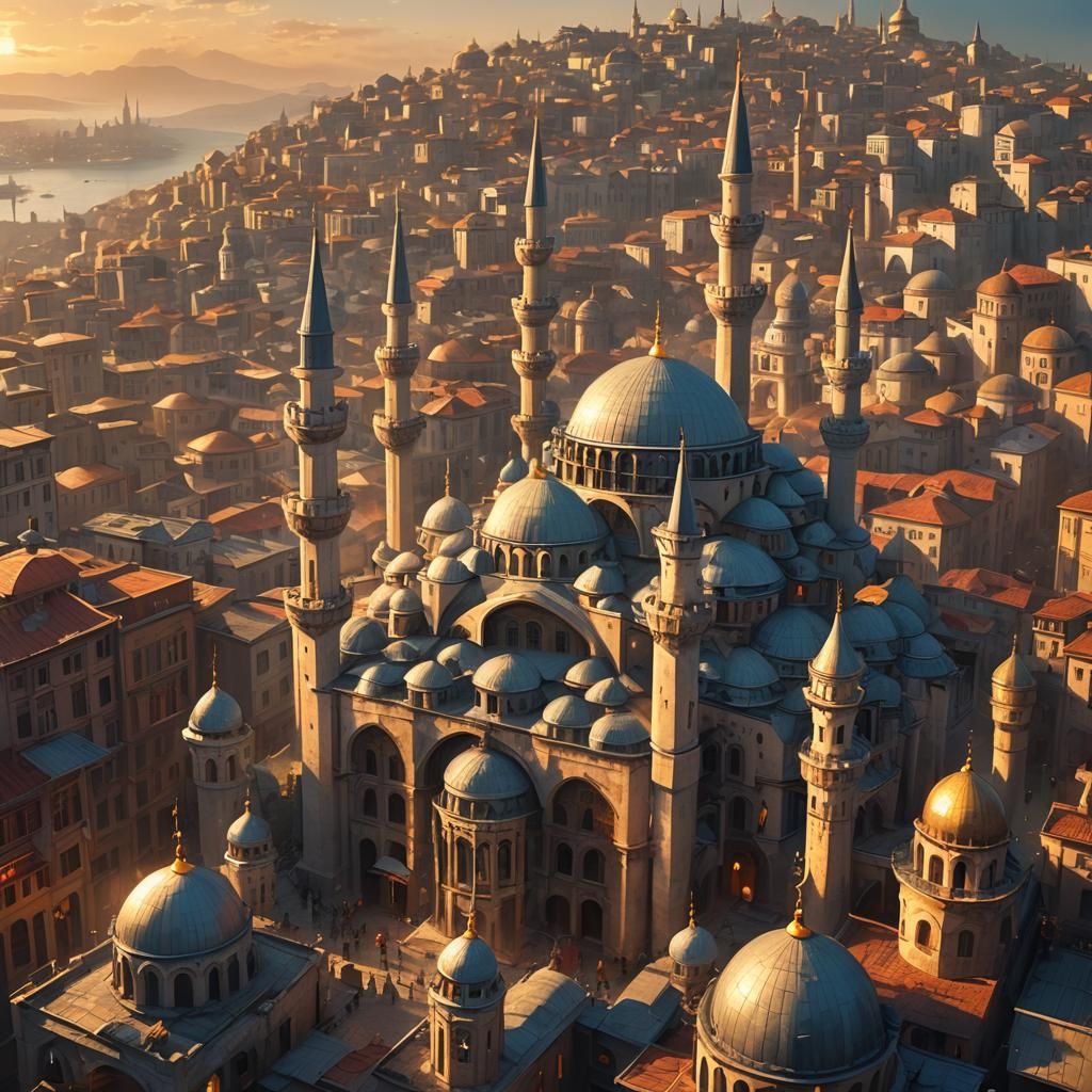 Fantasy Istanbul Cityscape at Sunset