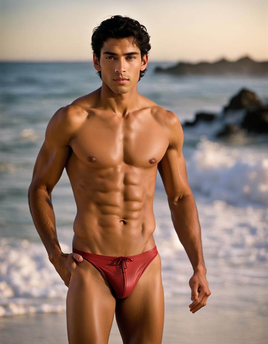 Latino Male on Beach: Romance Novel Cover