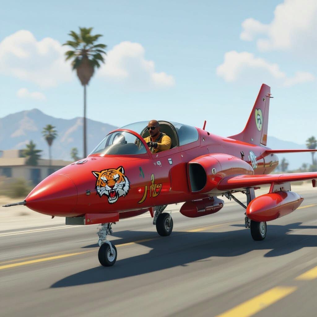 GTA Tiger Jet with Character Chasing Franklin Hyperrealistic